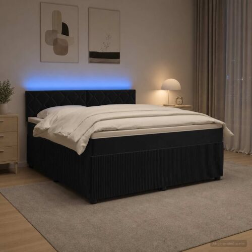Boxspring krevet s madracem Crna 140 x 190 cm Baršun - Crna 140 x 190 cm Dizajn s rombovima Cijena