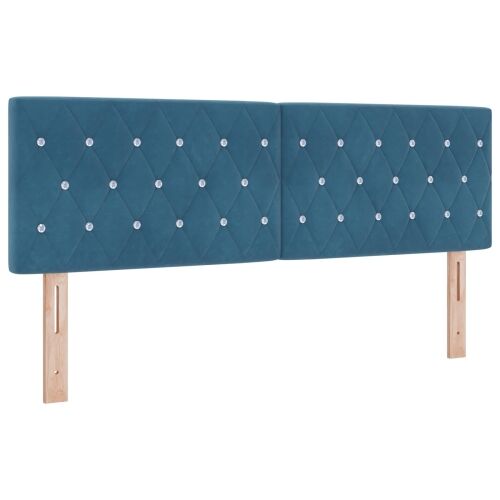 Boxspring krevet s madracem Plava 140 x 200 cm Baršun - Plava 140 x 200 cm Kristal s dugmadima Cijena