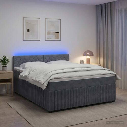 Boxspring krevet s madracem Tamnosiva 160 x 200 cm Baršun - Tamnosiva 160 x 200 cm Kristal s dugmadima Cijena