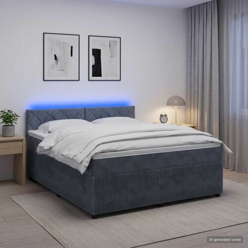 Boxspring krevet s madracem Tamnosiva 160 x 200 cm Baršun - Tamnosiva 160 x 200 cm Dizajn s rombovima Cijena