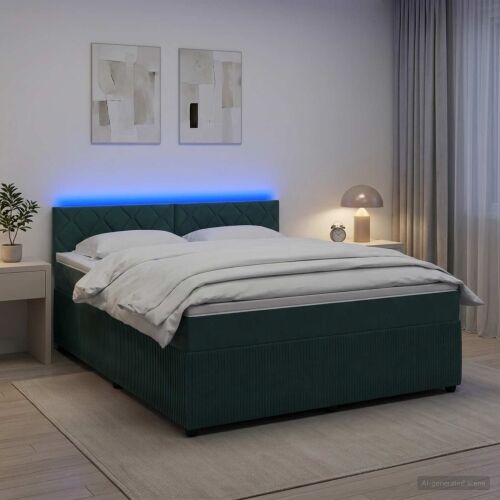 Boxspring krevet s madracem Tamnozelena 160 x 200 cm Baršun - Tamnozelena 160 x 200 cm Dizajn s rombovima Cijena