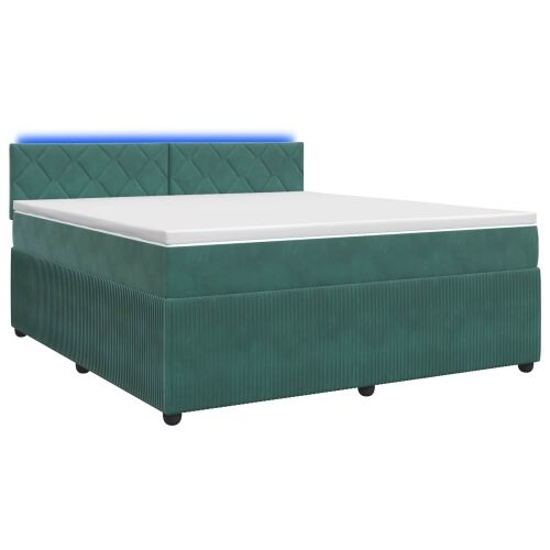 Boxspring krevet s madracem Tamnozelena 160 x 200 cm Baršun - Tamnozelena 160 x 200 cm Dizajn s rombovima Cijena