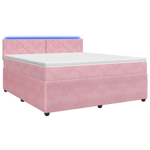 Boxspring krevet s madracem Ružičasta 160 x 200 cm Baršun - Ružičasta 160 x 200 cm Dizajn s rombovima Cijena