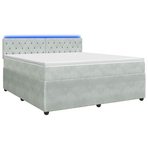 Boxspring krevet s madracem Svjetlosiva 180 x 200 cm Baršun - Svjetlosiva 180 x 200 cm Kristal s dugmadima Cijena