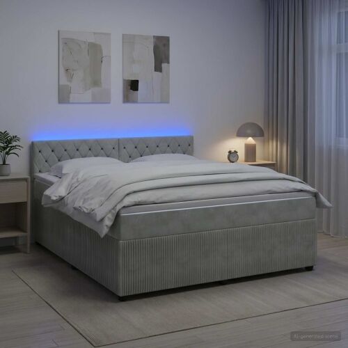 Boxspring krevet s madracem Svjetlosiva 180 x 200 cm Baršun - Svjetlosiva 180 x 200 cm Kristal s dugmadima Cijena