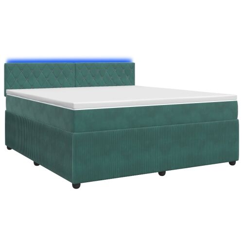 Boxspring krevet s madracem Tamnozelena 180 x 200 cm Baršun - Tamnozelena 180 x 200 cm Kristal s dugmadima Cijena