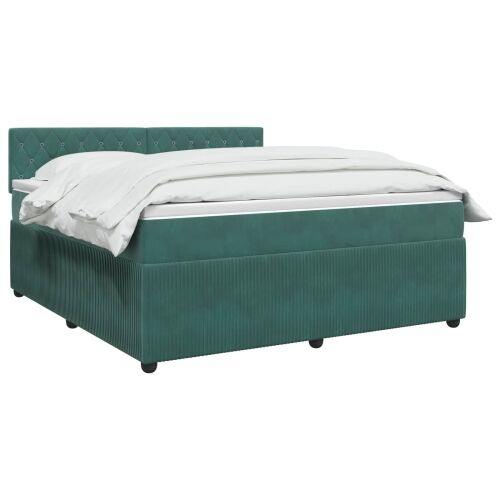 Boxspring krevet s madracem Tamnozelena 180 x 200 cm Baršun - Tamnozelena 180 x 200 cm Kristal s dugmadima Cijena