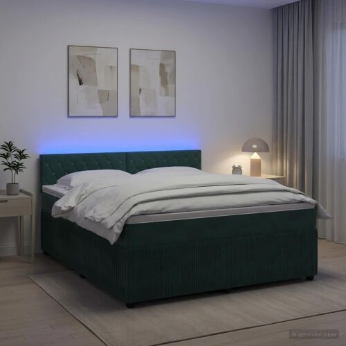 Boxspring krevet s madracem Tamnozelena 180 x 200 cm Baršun - Tamnozelena 180 x 200 cm Kristal s dugmadima Cijena