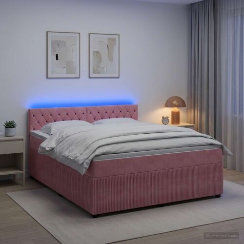 Boxspring krevet s madracem Ružičasta 180 x 200 cm Baršun - Ružičasta 180 x 200 cm Kristal s dugmadima Cijena