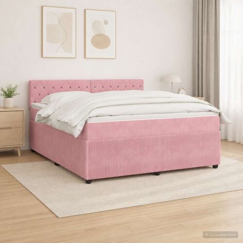 Boxspring krevet s madracem Ružičasta 180 x 200 cm Baršun - Ružičasta 180 x 200 cm Kristal s dugmadima Cijena
