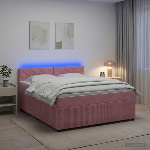 Boxspring krevet s madracem Ružičasta 180 x 200 cm Baršun - Ružičasta 180 x 200 cm Dizajn s rombovima Cijena
