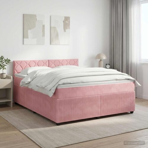Boxspring krevet s madracem Ružičasta 180 x 200 cm Baršun - Ružičasta 180 x 200 cm Dizajn s rombovima Cijena