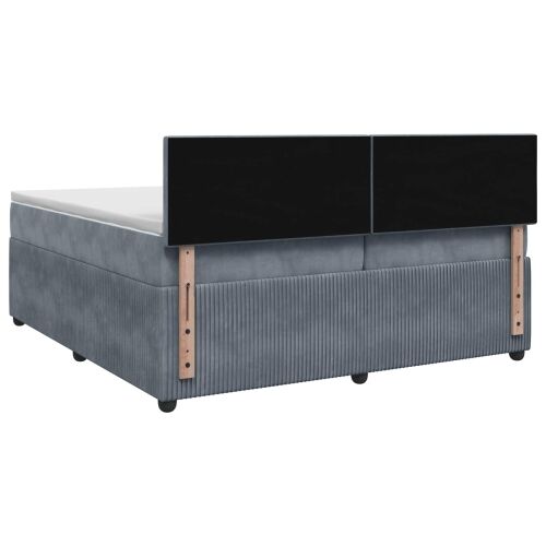 Boxspring krevet s madracem Tamnosiva 200 x 200 cm Baršun - Tamnosiva 200 x 200 cm Kristal s dugmadima Cijena