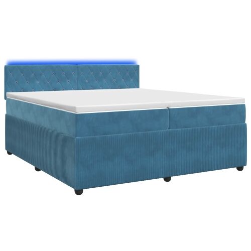 Boxspring krevet s madracem Plava 200 x 200 cm Baršun - Plava 200 x 200 cm Kristal s dugmadima Cijena