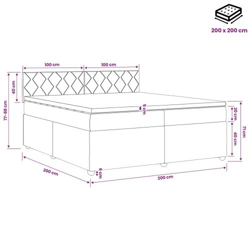 Boxspring krevet s madracem Crna 200 x 200 cm Baršun - Crna 200 x 200 cm Dizajn s rombovima Cijena