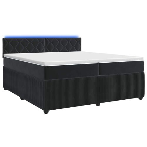 Boxspring krevet s madracem Crna 200 x 200 cm Baršun - Crna 200 x 200 cm Dizajn s rombovima Cijena