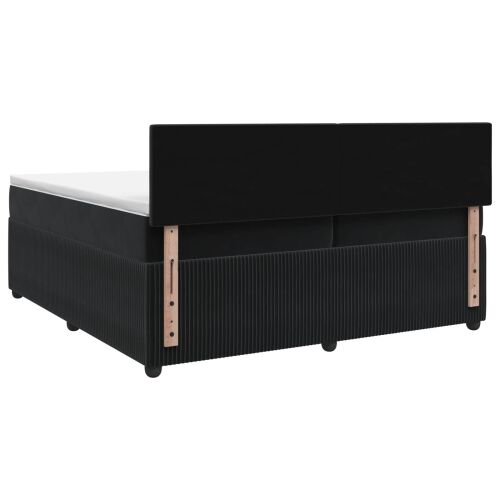 Boxspring krevet s madracem Crna 200 x 200 cm Baršun - Crna 200 x 200 cm Dizajn s rombovima Cijena