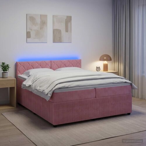 Boxspring krevet s madracem Ružičasta 200 x 200 cm Baršun - Ružičasta 200 x 200 cm Dizajn s rombovima Cijena