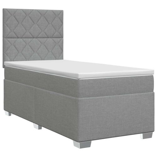 Boxspring krevet s madracem Svjetlosiva 80 x 200 cm Tkanina - Svjetlosiva 80 x 200 cm Dizajn s rombovima Cijena