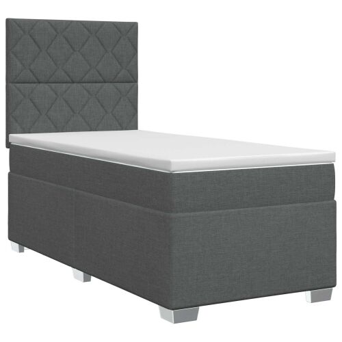 Boxspring krevet s madracem Tamnosiva 90 x 190 cm Tkanina - Tamnosiva 90 x 190 cm Dizajn s rombovima Cijena