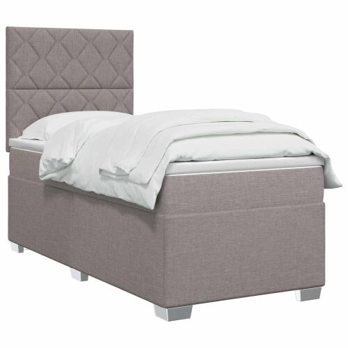 Boxspring krevet s madracem Sivosmeđa 90 x 190 cm Tkanina - Sivosmeđa 90 x 190 cm Dizajn s rombovima Cijena