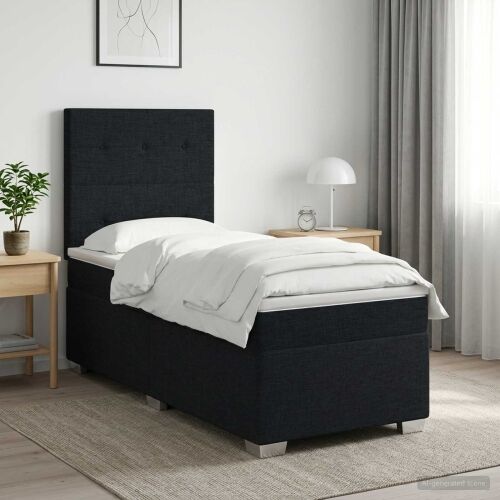Boxspring krevet s madracem Crna 90 x 200 cm Tkanina - Crna 90 x 200 cm Prošiveno gumbima Cijena