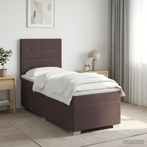 Boxspring krevet s madracem Tamno smeđa 90 x 200 cm Tkanina - Tamno smeđa 90 x 200 cm Prošiveno gumbima Cijena