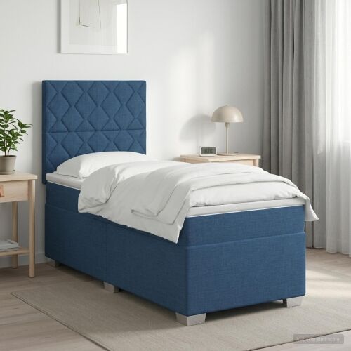 Boxspring krevet s madracem Plava 90 x 200 cm Tkanina - Plava 90 x 200 cm Dizajn s rombovima Cijena