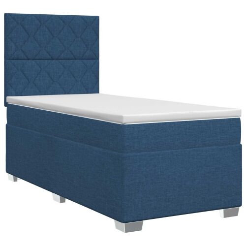 Boxspring krevet s madracem Plava 90 x 200 cm Tkanina - Plava 90 x 200 cm Dizajn s rombovima Cijena
