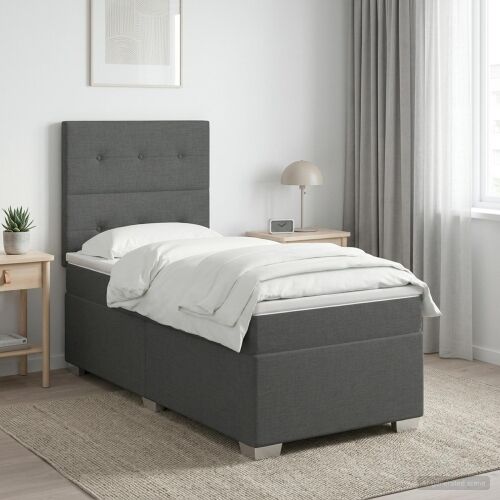 Boxspring krevet s madracem Tamnosiva 100 x 200 cm Tkanina - Tamnosiva 100 x 200 cm Prošiveno gumbima Cijena