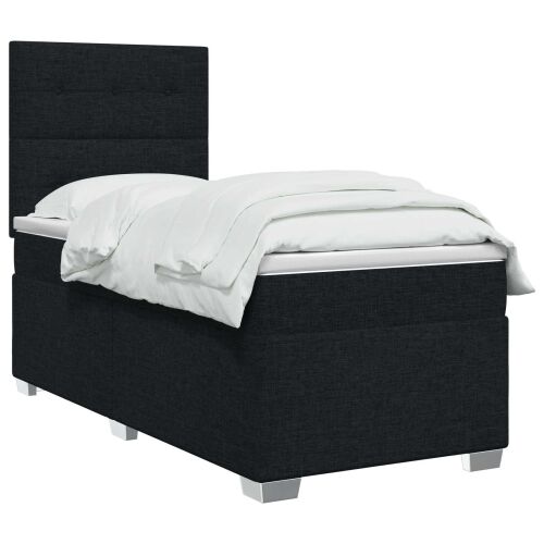 Boxspring krevet s madracem Crna 100 x 200 cm Tkanina - Crna 100 x 200 cm Prošiveno gumbima Cijena