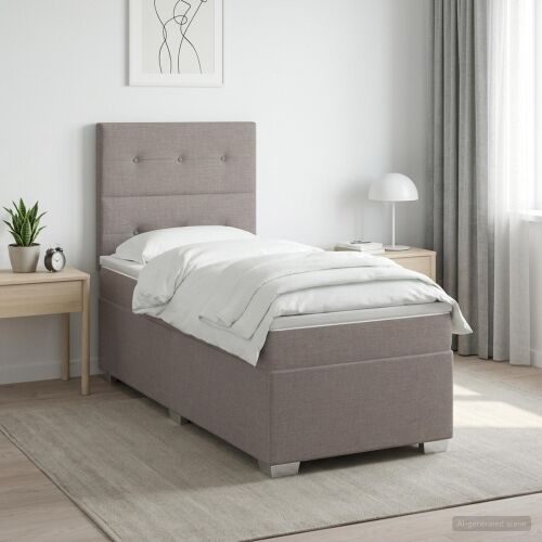 Boxspring krevet s madracem Sivosmeđa 100 x 200 cm Tkanina - Sivosmeđa 100 x 200 cm Prošiveno gumbima Cijena
