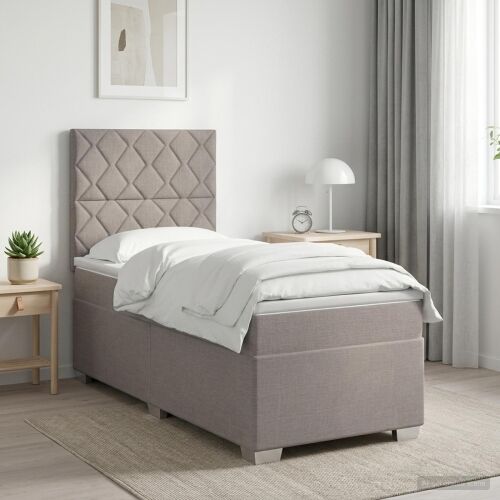 Boxspring krevet s madracem Sivosmeđa 100 x 200 cm Tkanina - Sivosmeđa 100 x 200 cm Dizajn s rombovima Cijena
