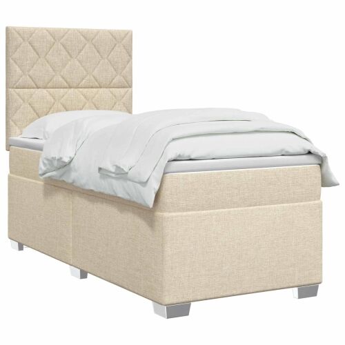 Boxspring krevet s madracem Krem 100 x 200 cm Tkanina - Krem 100 x 200 cm Dizajn s rombovima Cijena