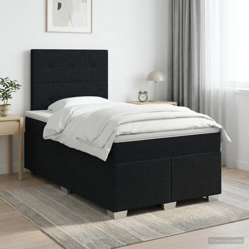 Boxspring krevet s madracem Crna 120 x 190 cm Tkanina - Crna 120 x 190 cm Prošiveno gumbima Cijena