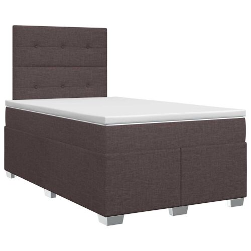 Boxspring krevet s madracem Tamno smeđa 120 x 190 cm Tkanina - Tamno smeđa 120 x 190 cm Prošiveno gumbima Cijena