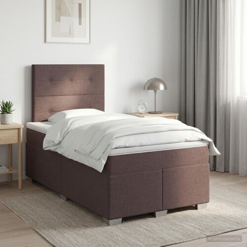 Boxspring krevet s madracem Tamno smeđa 120 x 190 cm Tkanina - Tamno smeđa 120 x 190 cm Prošiveno gumbima Cijena