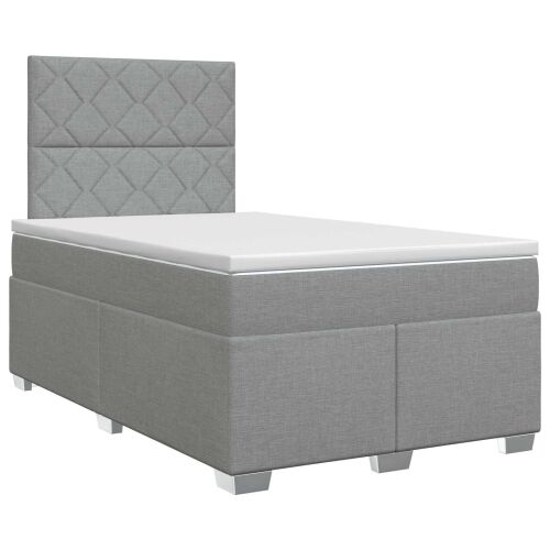 Boxspring krevet s madracem Svjetlosiva 120 x 190 cm Tkanina - Svjetlosiva 120 x 190 cm Dizajn s rombovima Cijena