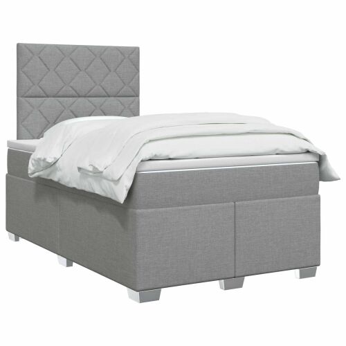 Boxspring krevet s madracem Svjetlosiva 120 x 190 cm Tkanina - Svjetlosiva 120 x 190 cm Dizajn s rombovima Cijena