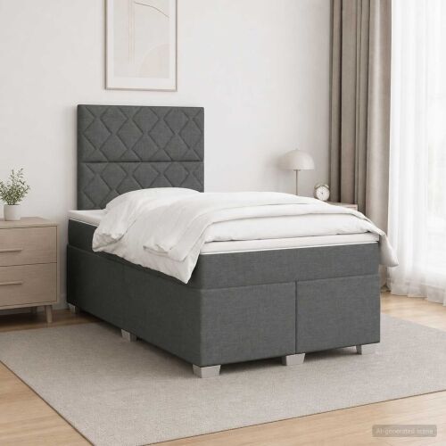 Boxspring krevet s madracem Tamnosiva 120 x 190 cm Tkanina - Tamnosiva 120 x 190 cm Dizajn s rombovima Cijena