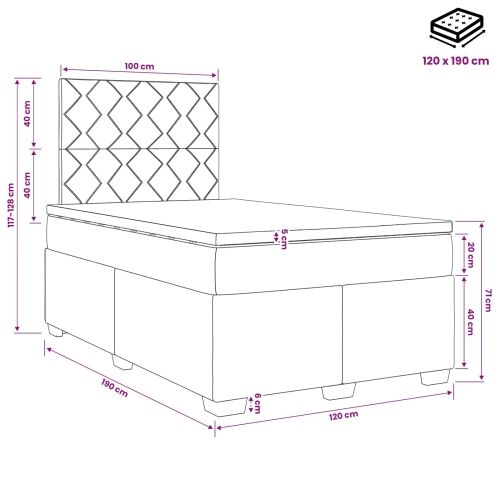 Boxspring krevet s madracem Tamnosiva 120 x 190 cm Tkanina - Tamnosiva 120 x 190 cm Dizajn s rombovima Cijena