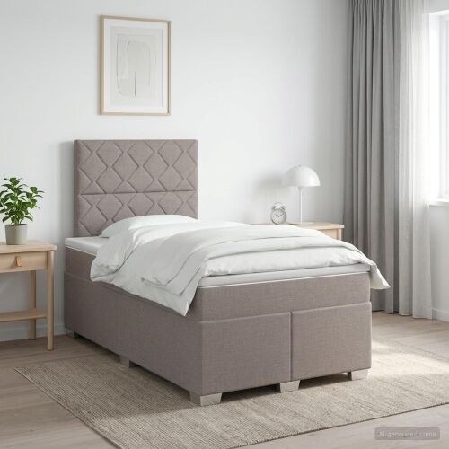 Boxspring krevet s madracem Sivosmeđa 120 x 190 cm Tkanina - Sivosmeđa 120 x 190 cm Dizajn s rombovima Cijena