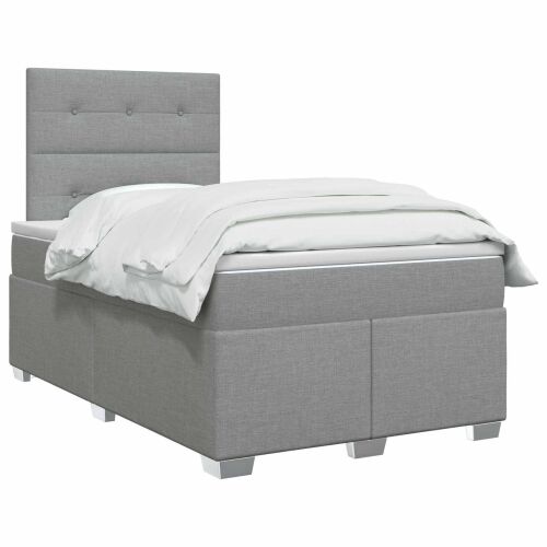Boxspring krevet s madracem Svjetlosiva 120 x 200 cm Tkanina - Svjetlosiva 120 x 200 cm Prošiveno gumbima Cijena