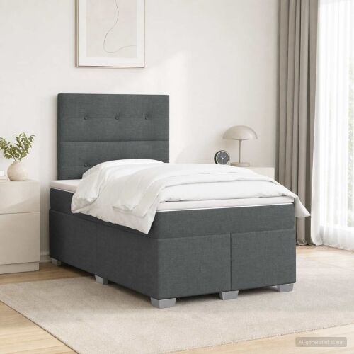 Boxspring krevet s madracem Tamnosiva 120 x 200 cm Tkanina - Tamnosiva 120 x 200 cm Prošiveno gumbima Cijena