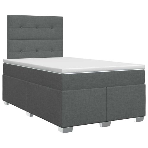 Boxspring krevet s madracem Tamnosiva 120 x 200 cm Tkanina - Tamnosiva 120 x 200 cm Prošiveno gumbima Cijena