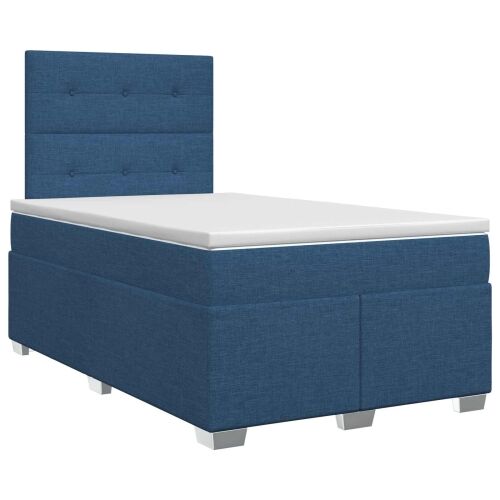 Boxspring krevet s madracem Plava 120 x 200 cm Tkanina - Plava 120 x 200 cm Prošiveno gumbima Cijena