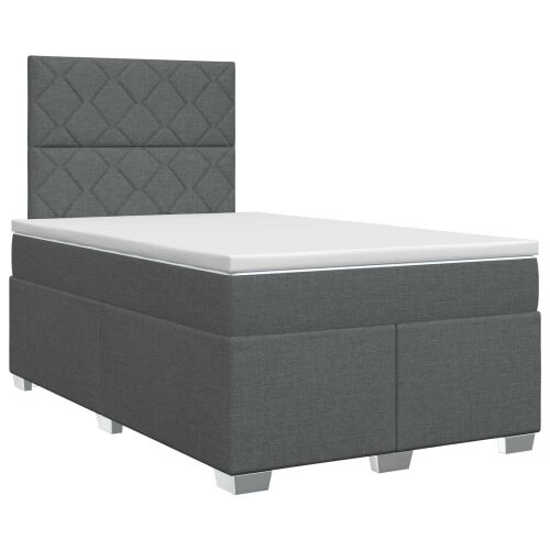Boxspring krevet s madracem Tamnosiva 120 x 200 cm Tkanina - Tamnosiva 120 x 200 cm Dizajn s rombovima Cijena