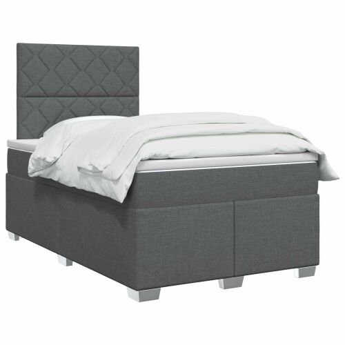 Boxspring krevet s madracem Tamnosiva 120 x 200 cm Tkanina - Tamnosiva 120 x 200 cm Dizajn s rombovima Cijena