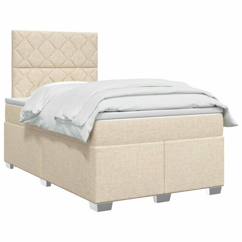 Boxspring krevet s madracem Krem 120 x 200 cm Tkanina - Krem 120 x 200 cm Dizajn s rombovima Cijena