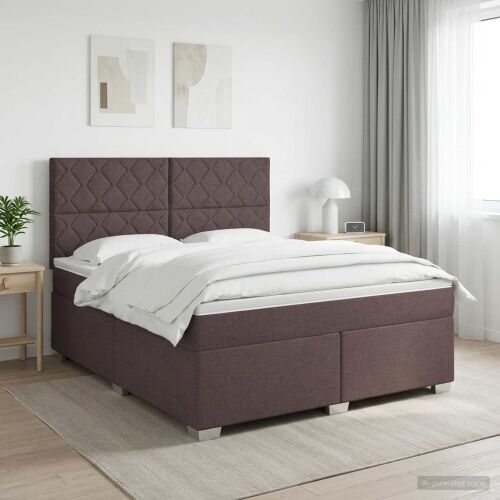 Boxspring krevet s madracem Tamno smeđa 160 x 200 cm Tkanina - Tamno smeđa 160 x 200 cm Dizajn s rombovima Cijena
